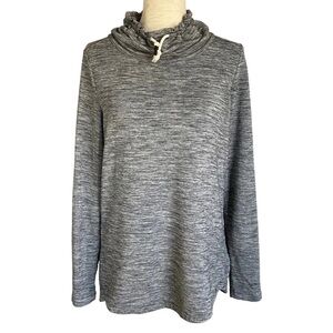 T by Talbots Popover Sweatshirt Gray Heather Cowl Neck Long Sleeve Top Sz LP